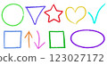 Set of multicolored crayon drawn shapes and frames 123027172