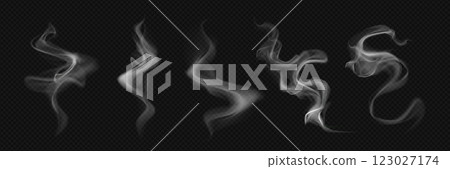 Hot coffee or food smoke effect. Cup steam vector 123027174