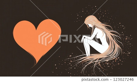 Emotional journey of a woman in art digital creation heart symbol fantasy surreal perspective 123027246
