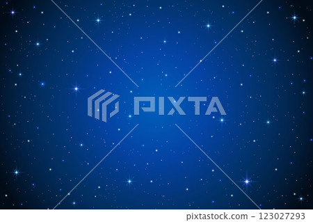 Night sky background with stars. Vector dark blue space with constellation and sparkles. Fantasy galaxy illustration. Celestial cosmic magic backdrop 123027293