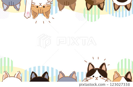 Cute cat frame, hand-feeding version, different background colors Cute cat frame, hand-feeding version, different background colors 123027338