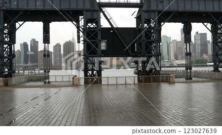 New York City waterfront skyline, Manhattan Midtown riverfront skyscrapers. Cityscape from Queens. 123027639