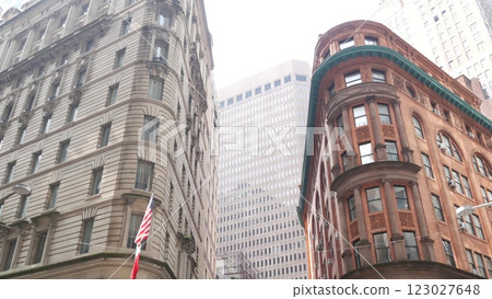 New York City Manhattan Downtown Financial District architecture USA. William street building corner 123027648