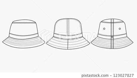 Bucket hat technical fashion illustration 123027827