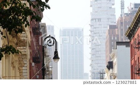 New York City Manhattan Soho fashion district near Broadway street. USA urban building architecture. New York City Manhattan Soho fashion district near Broadway street. USA urban building architecture. 123027881