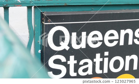 New York subway sign, Queens underground metro station. Metropolitan entrance, public transport exit New York subway sign, Queens underground metro station. Metropolitan entrance, public transport exit 123027965