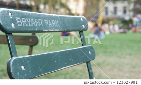 New York City, Manhattan Midtown Bryant Park with Public library, 42 street and Fifth 5 avenue, USA. 123027991