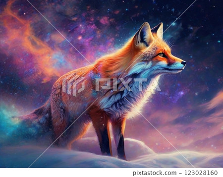 portrait of cosmic fire nine tail fox, dynamic posture, realistic texture detailing, unrealistic, natural vibrant lighting. High quality photo portrait of cosmic fire nine tail fox, dynamic posture, realistic texture detailing, unrealistic, natural vibrant lighting. High quality photo 123028160