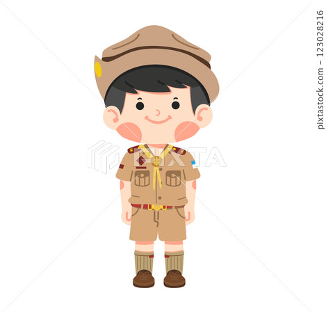 Boy Scout in uniform standing in formation 123028216