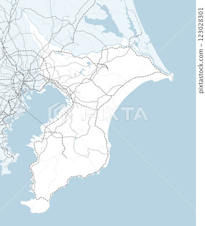 A simple road map including Chiba prefecture and neighboring prefectures in Japan 123028301