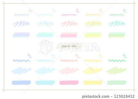 彩色線條標記樣式插畫素材集 123028432