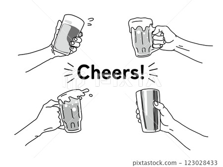 Illustration of people toasting with beer and drinks Illustration of people toasting with beer and drinks 123028433