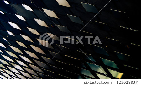 Abstract Metallic Grid. Modern Interior Perspective 123028837
