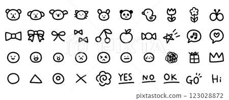 Vector illustration set of hand drawn ornament illustrations. Hand drawn animals, ribbons, flowers, crowns 123028872