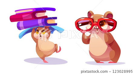 School hamster characters with study items 123028995