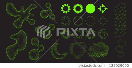 Y2k neon grid elements set 123029000