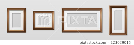 Wooden picture frames mockup set 123029015