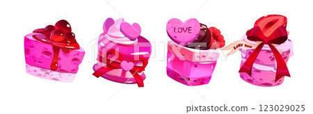 Sweet cakes with vintage bow decoration set Sweet cakes with vintage bow decoration set 123029025