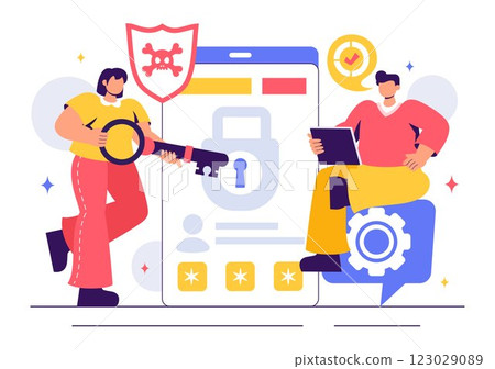 Ethical Hacking Illustration featuring a Developer Practicing Hacking on a Web Application, Identifying Code Vulnerabilities to Improve Cybersecurity Ethical Hacking Illustration featuring a Developer Practicing Hacking on a Web Application, Identifying Code Vulnerabilities to Improve Cybersecurity 123029089