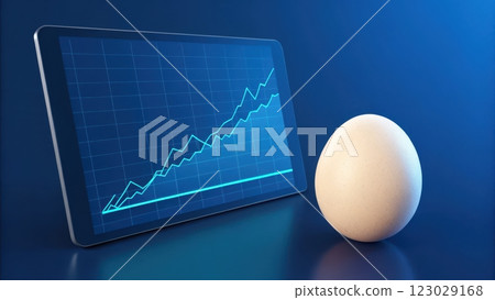 Futuristic Digital Screen Displaying a Fluctuating Financial Chart or Market Data 123029168