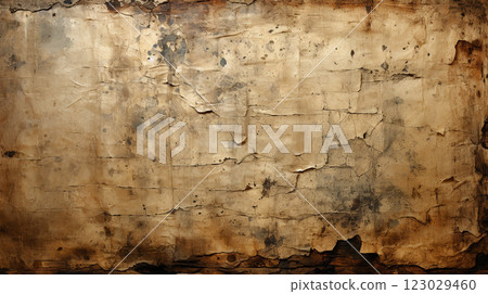 Aged, textured parchment with cracks, stains, and creases in shades of brown, tan, and beige, giving it an antique, rustic appearance. Aged, textured parchment with cracks, stains, and creases in shades of brown, tan, and beige, giving it an antique, rustic appearance. 123029460