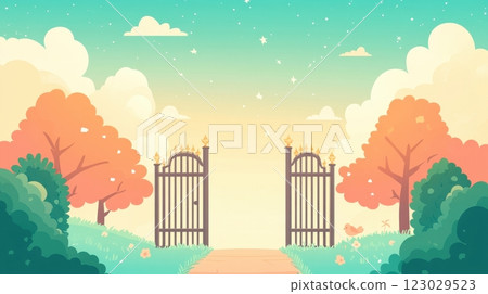 Enchanting Gates of Heaven Overlooking a Serene Landscape Enchanting Gates of Heaven Overlooking a Serene Landscape 123029523