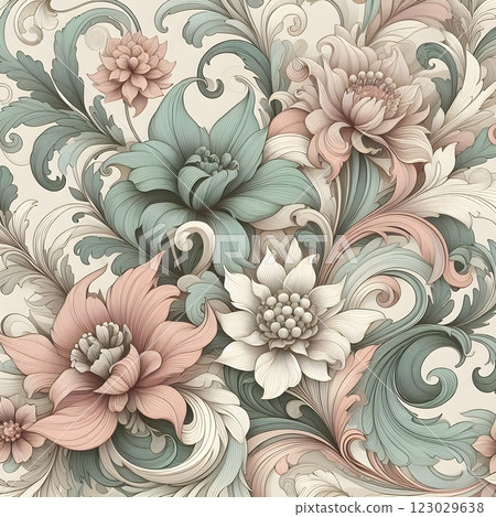Elegant Floral Pattern with Victorian Flair  123029638