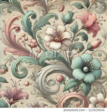 Elegant Floral Pattern with Victorian Flair  123029640