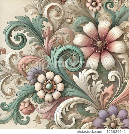 Elegant Floral Pattern with Victorian Flair  123029641