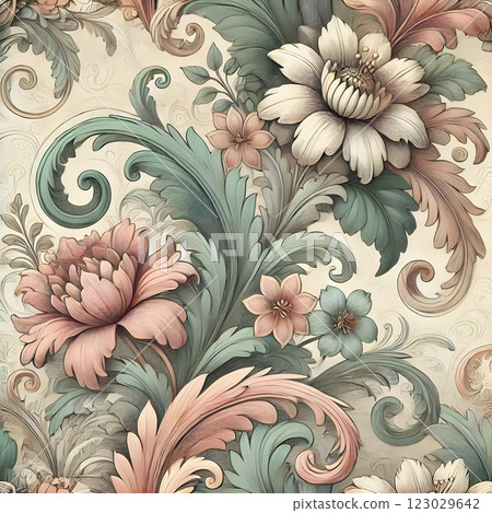 Elegant Floral Pattern with Victorian Flair  123029642