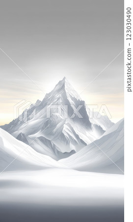 Stylized abstract mountain range illustration with soft colors and light 123030490