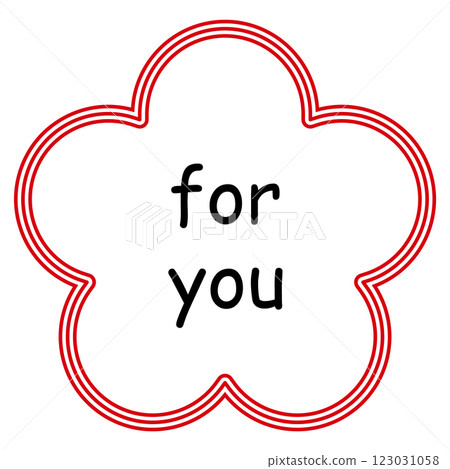 Flower-shaped illustration material with the message "for you" - Transparent background - Can be used for cards and tags 123031058