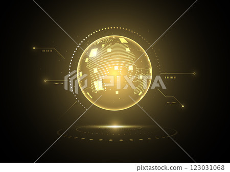 Abstract global network connection on gold background. World map point and line composition concept of global business 123031068