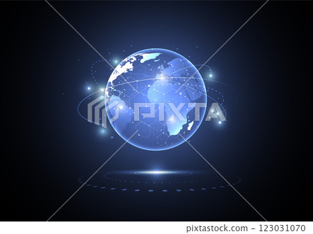 Abstract technology global network connection. World map point and line composition concept of global business. Vector Illustration 123031070