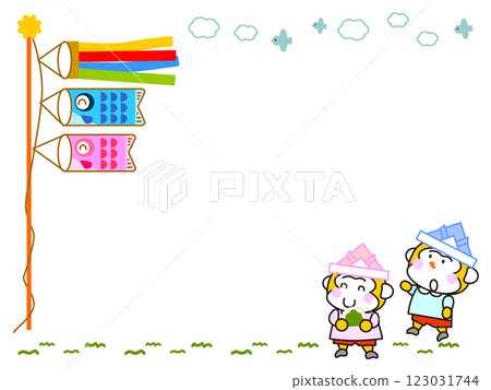 Cute monkey children's day frame Cute monkey children's day frame 123031744