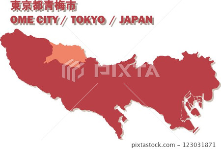 Map of Japan - Tokyo - Ome city illustration Map of Japan - Tokyo - Ome city illustration 123031871