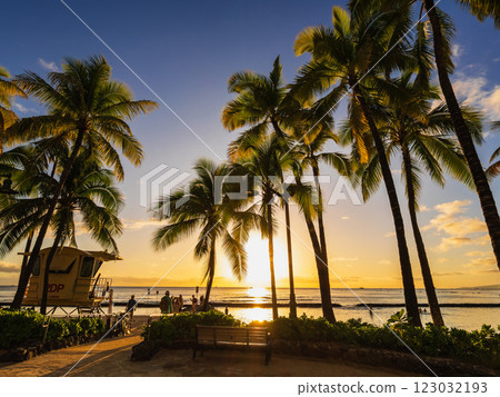 Sun set of Hawaii Waikiki Beach Sun set of Hawaii Waikiki Beach 123032193