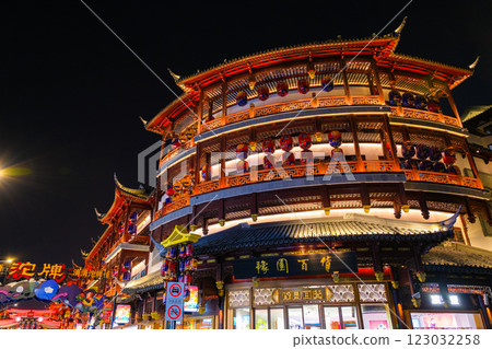 Illuminated Yuyuan Shopping Mall in Shanghai, China Illuminated Yuyuan Shopping Mall in Shanghai, China 123032258
