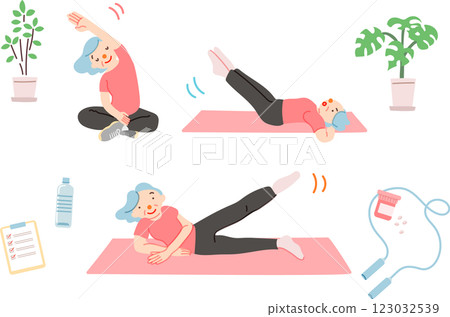 Senior woman stretching 123032539