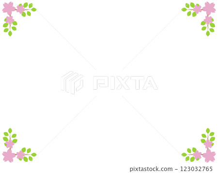 Cherry blossoms / Japanese style / Spring / Frame / Corner / Frame / Illustration / Material 123032765