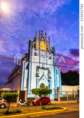 Maria Auxiladora Chapel at sunset in Granada, Nicaragua 123032784