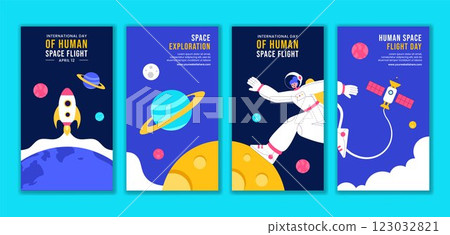 Astronaut in Space Social Media Stories Template for Human Space Flight Celebration Astronaut in Space Social Media Stories Template for Human Space Flight Celebration 123032821