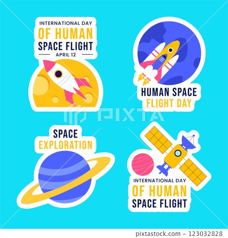 Social Media Label Illustration for Space Travel and Exploration 123032828