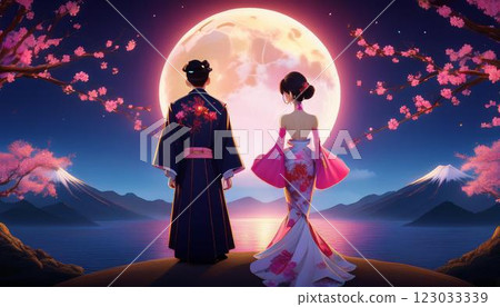 Moon and couple Moon and couple 123033339