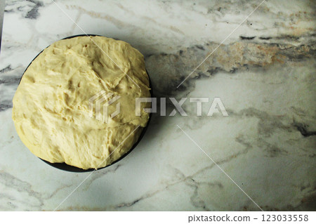 dough in a plate from the top place for copyspace text dough in a plate from the top place for copyspace text 123033558