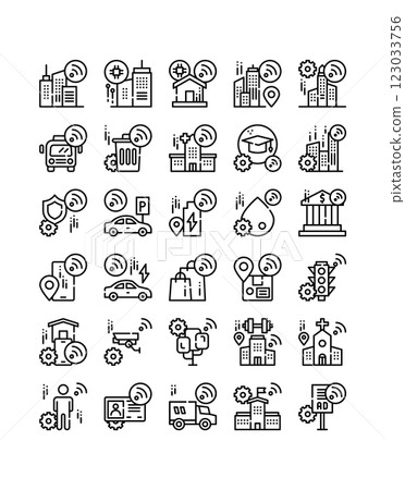 set of smart city line icon set of smart city line icon 123033756