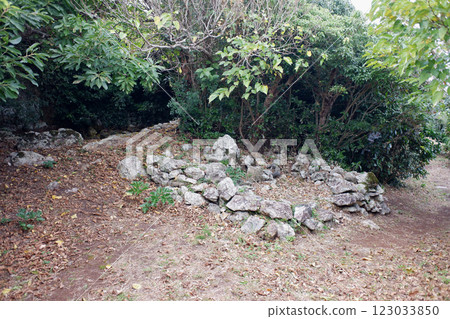 沖繩縣伊是名島、伊是名城遺址周圍的石鹿地區 123033850