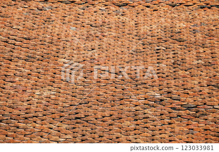Red tiling, texture 123033981
