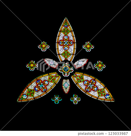 Triangle shape stained glass window Triangle shape stained glass window 123033987