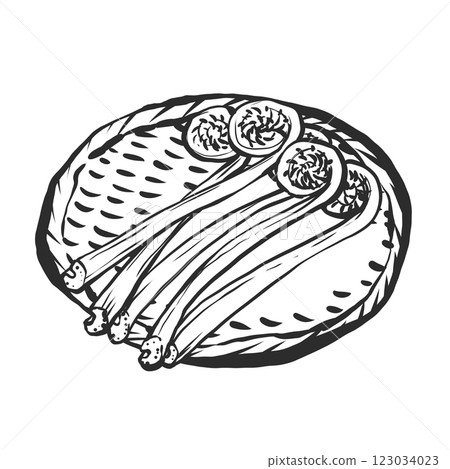 Hand-drawn brush-style illustration of kogomi 123034023